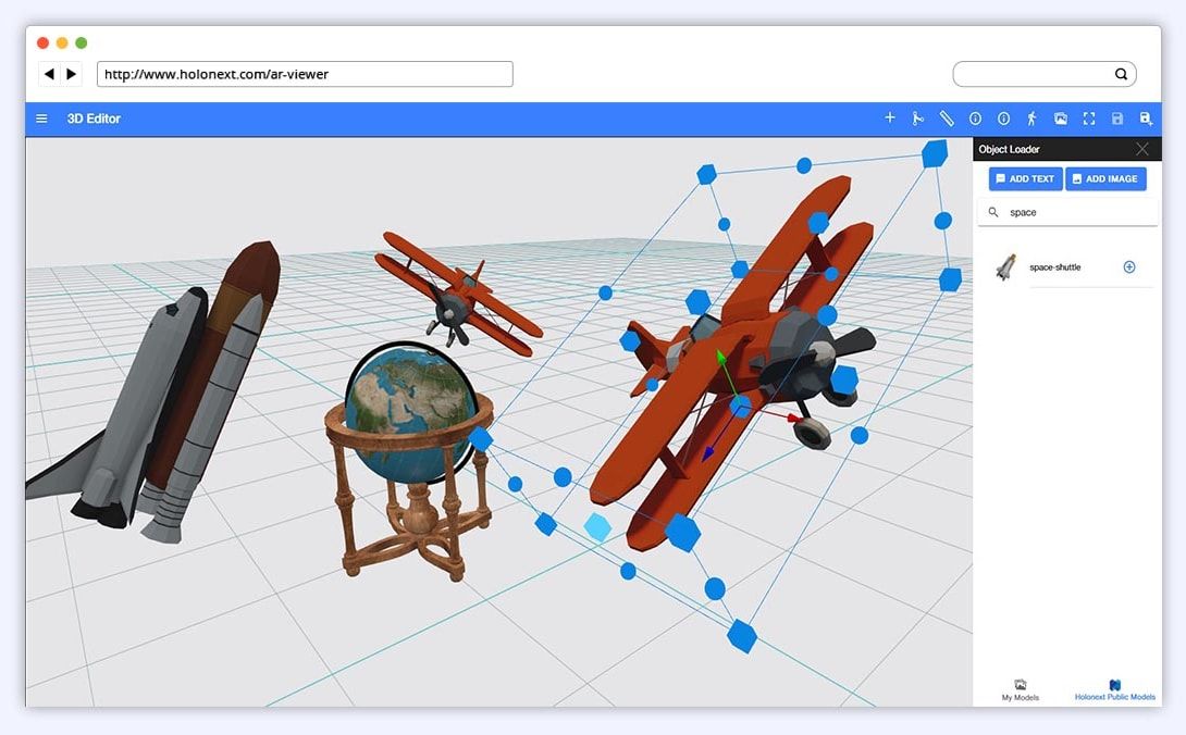 HoloNext web tabanlı 3D editöründen bir sahne